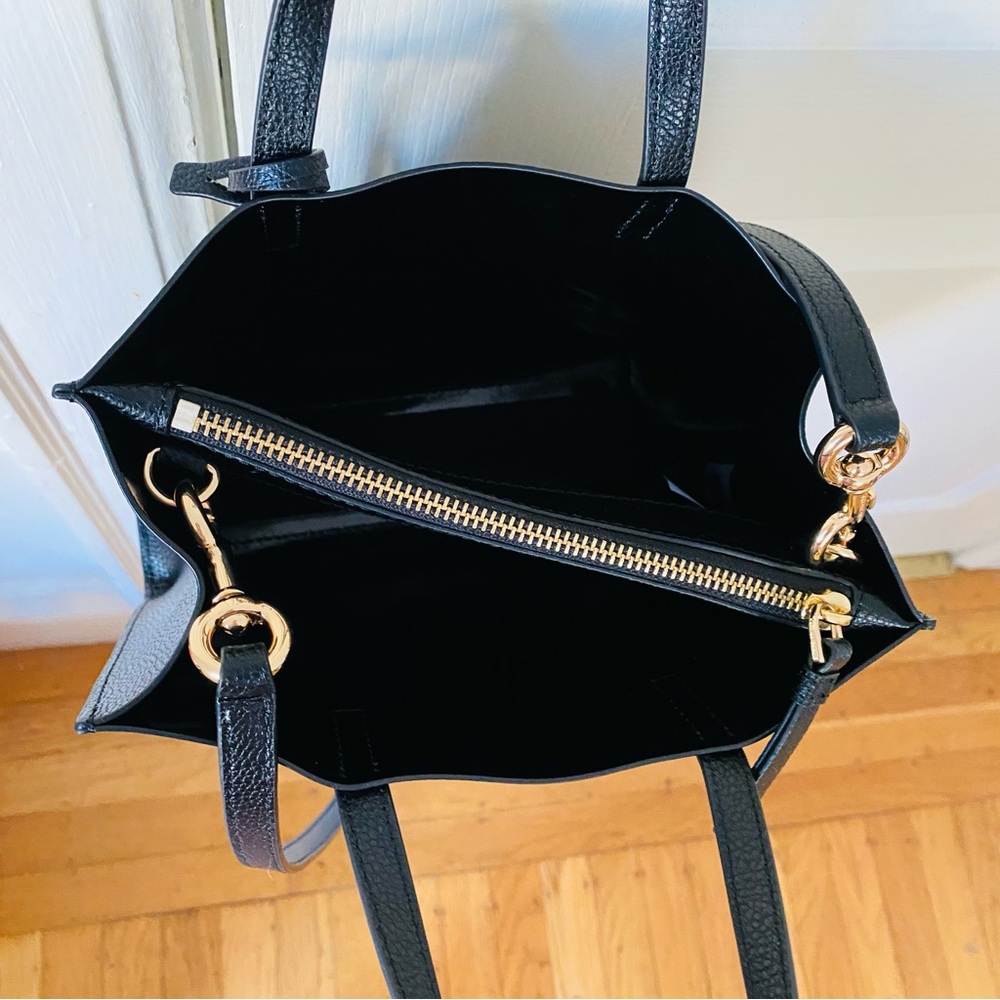 $350 Marc Jacobs Mini Grind Black Pebble Leather Tote/Crossbody Bag - Picture 14 of 16